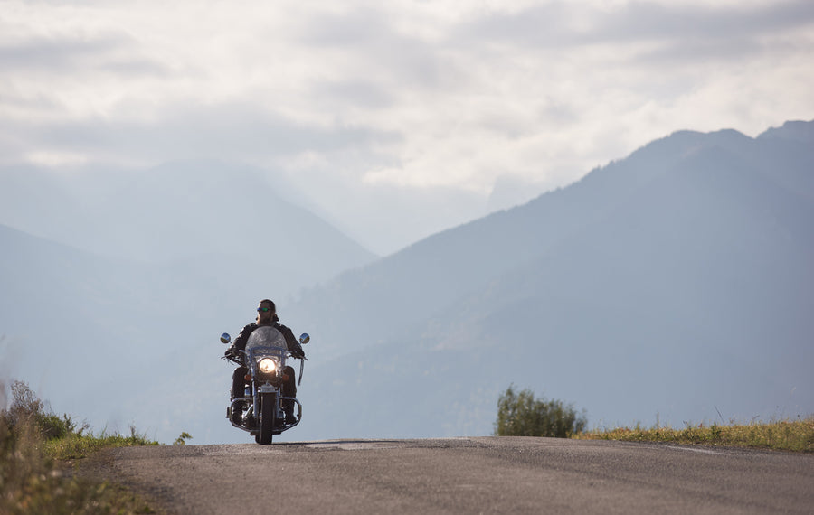 Solo Harley-Davidson rider on the open road