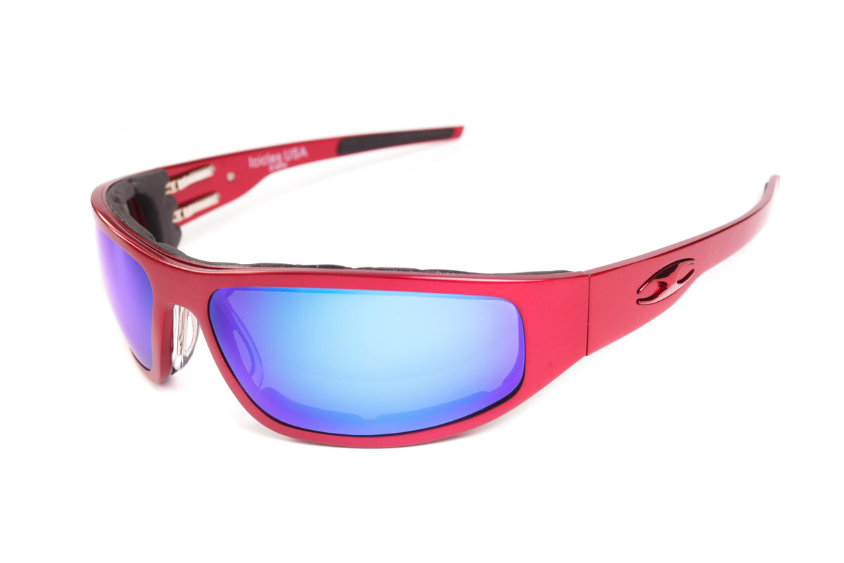 Wraparound Aluminum "Bagger" Red Motorcycle Sunglasses Icicles