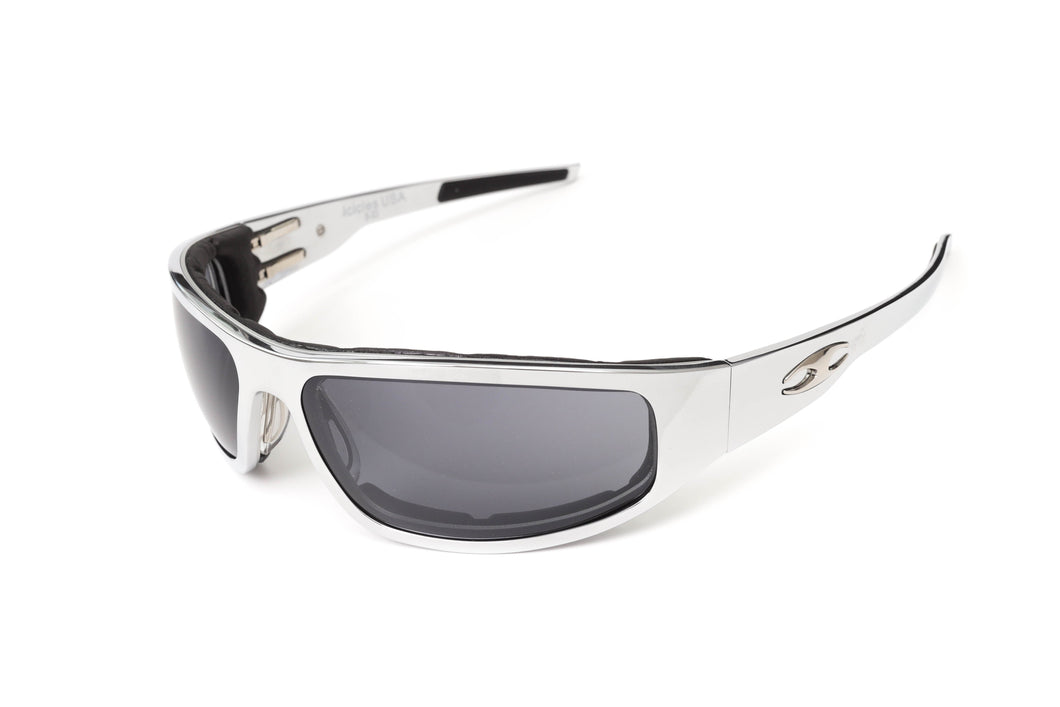 “Bagger” Chrome Prescription Motorcycle Glasses (Smooth)