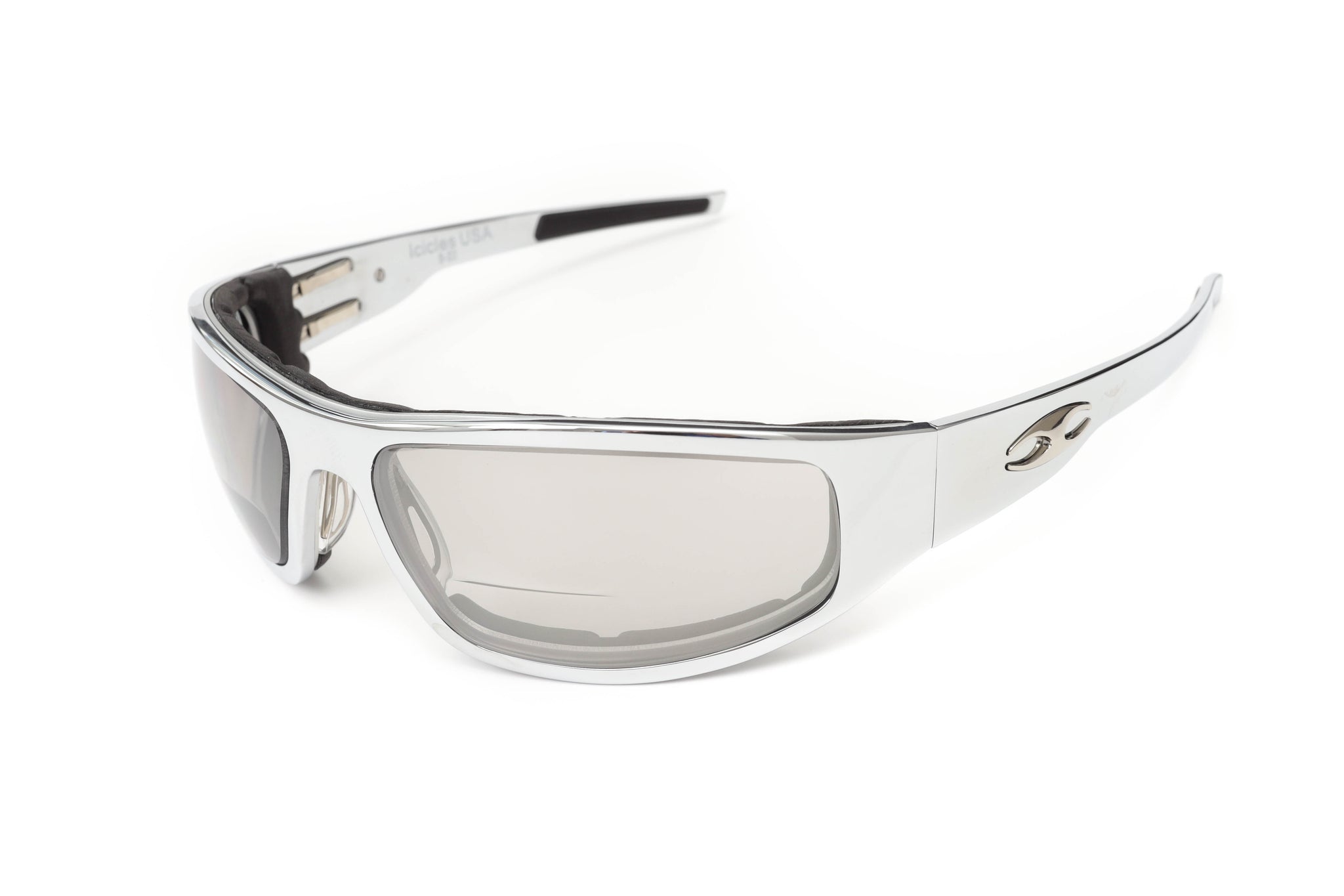 Icicles Eyewear “Bagger” Chrome Motorcycle Sunglasses (Smooth) No - Single / Standard - Grey / No