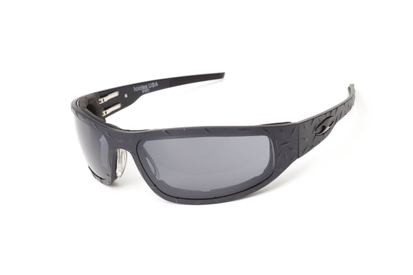 “Bagger” Black Motorcycle Sunglasses (Diamond) No - Single / Transition Bifocal