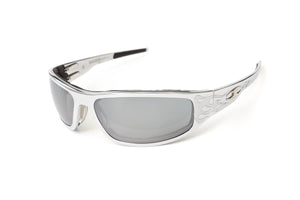 “Bagger” Chrome Prescription Motorcycle Glasses (Flames)