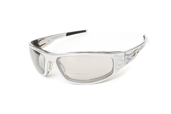 “Bagger” Chrome Motorcycle Sunglasses (Flames)